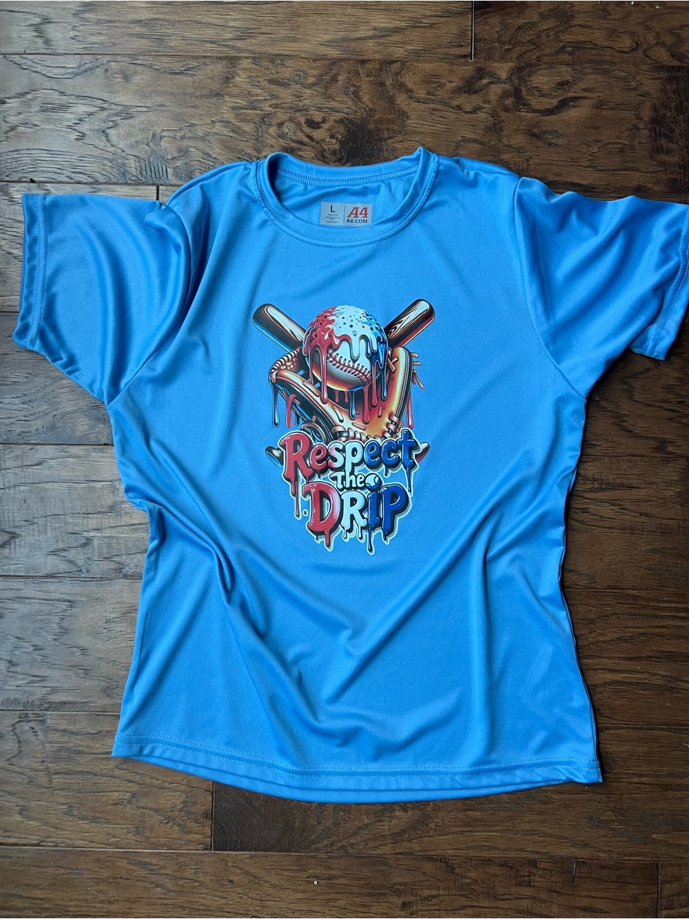 Respect the Drip Graphic Athletic Tee - Bright Blue